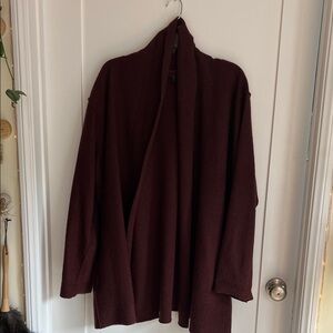 Eileen Fisher Deep Burgundy Open Cardigan 1X